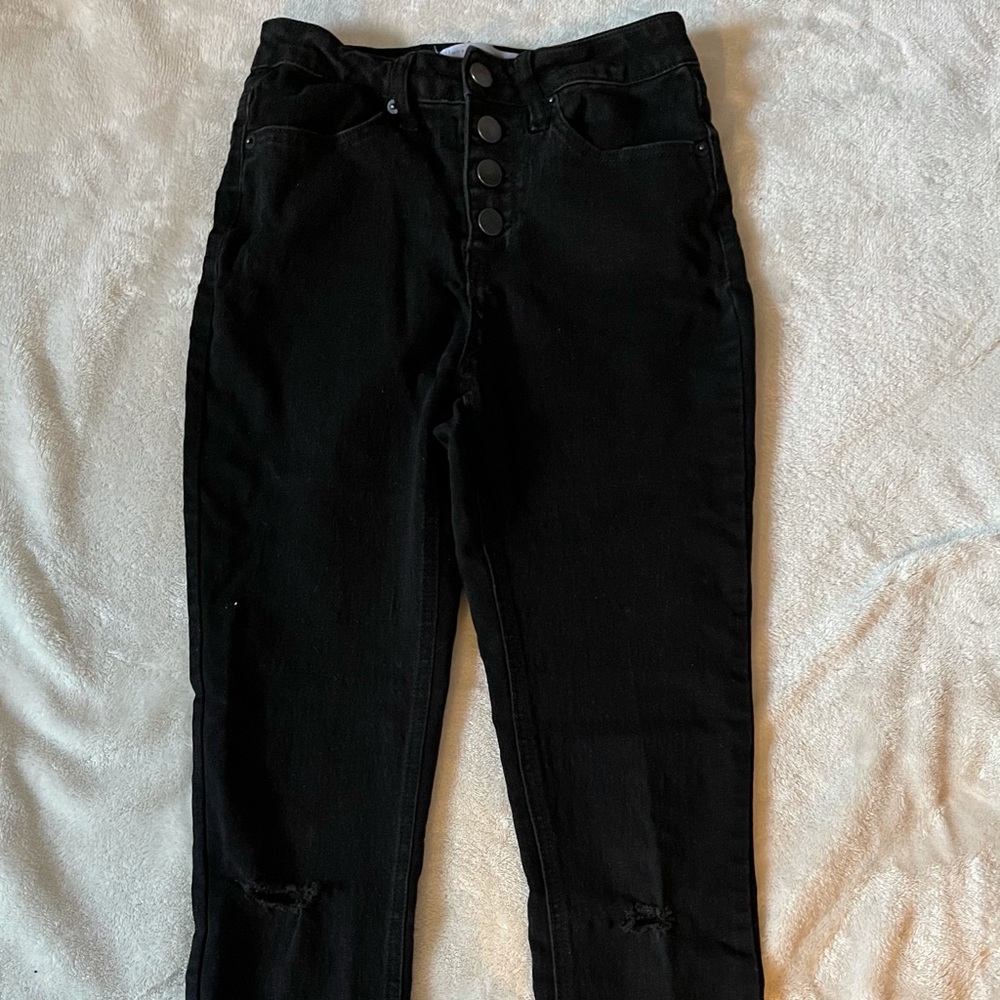 Black high rise skinny jeans